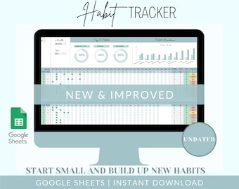 2024 Undated Digital Habit Tracker Spreadsheet - Daily, Monthly, Yearly | Digital Download | Google Sheets