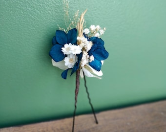 Epingle cheveux en fleurs séchées - Accessoire mariage coiffure tendance pour mariée, témoins, demoiselles d'honneur - barrette de fleurs