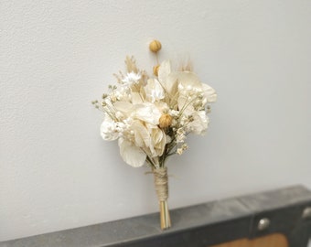 Boutonniere Fleurs Sechees Dore Ivoire Collection Mariage Etsy France