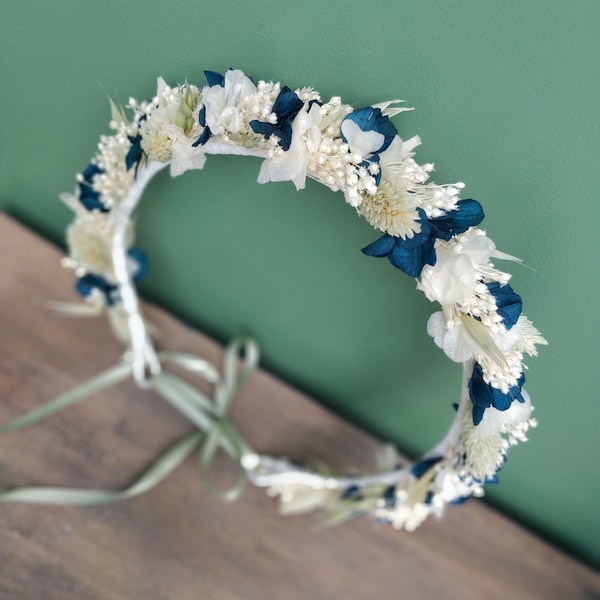 Couronne de fleurs séchées - Accessoire fleuri