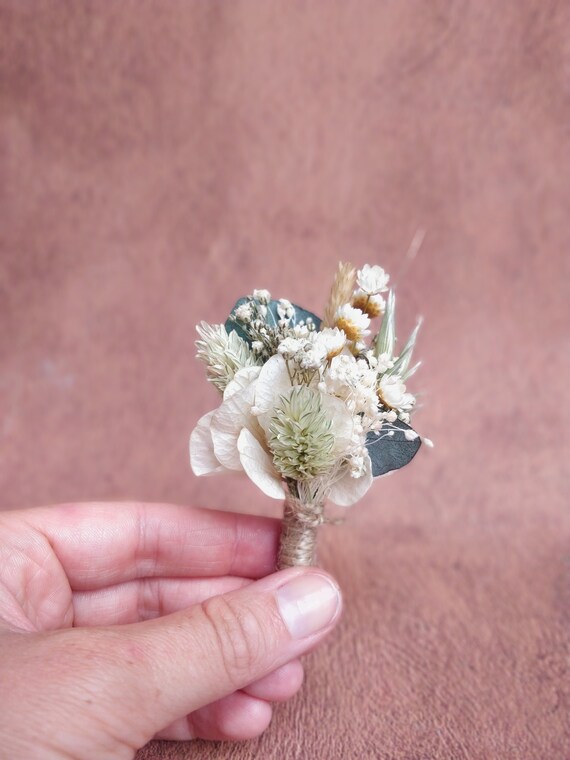 Boutonniere fleurs sechees naturelles Collection mariage bouquet broche pour marie et temoin Accessoire mariage homme et enfant Etsy France