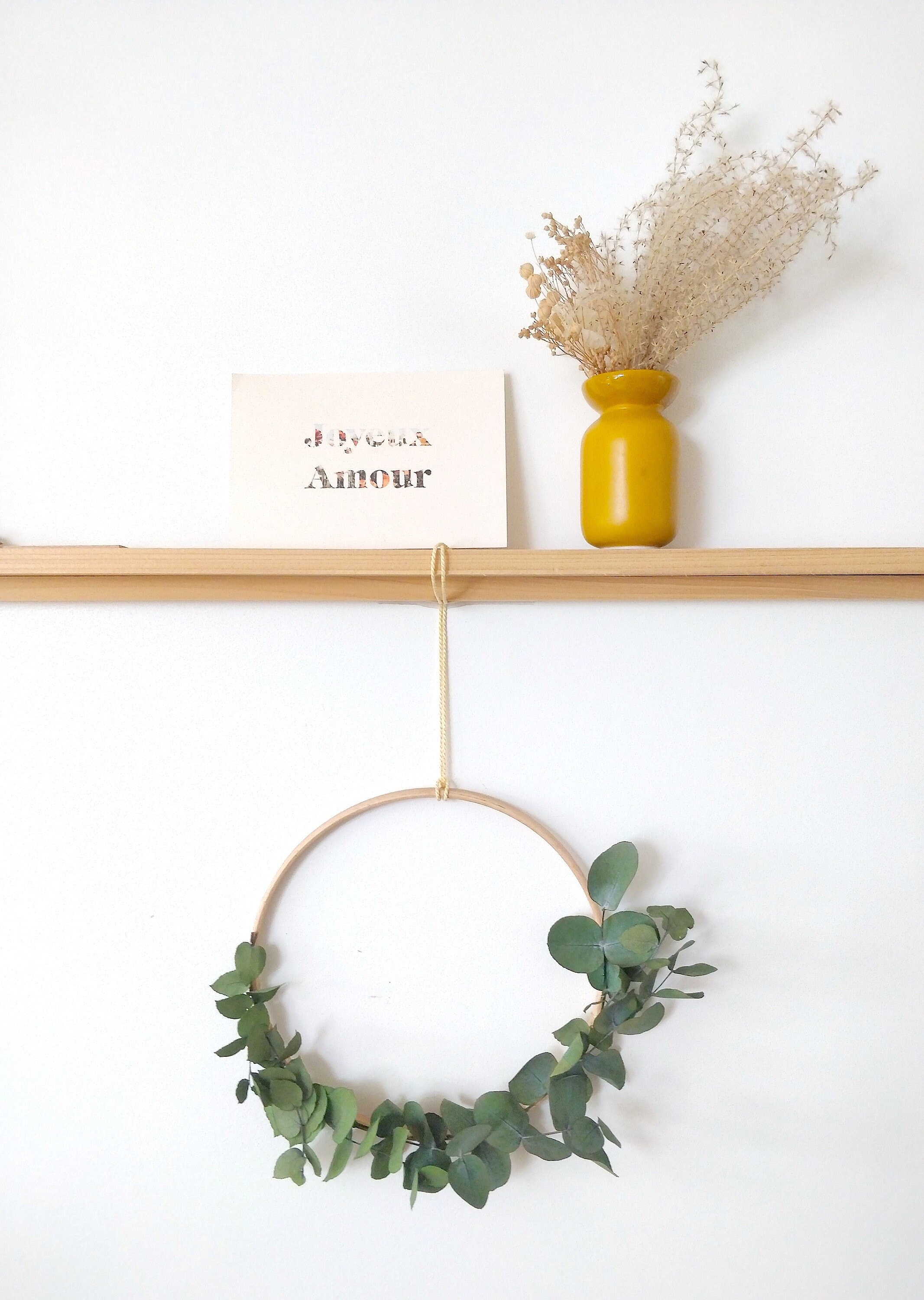 Couronne Murale - Eucalyptus Éternel Composition Florale Bohème, Art Floral Design, Décoration d'int