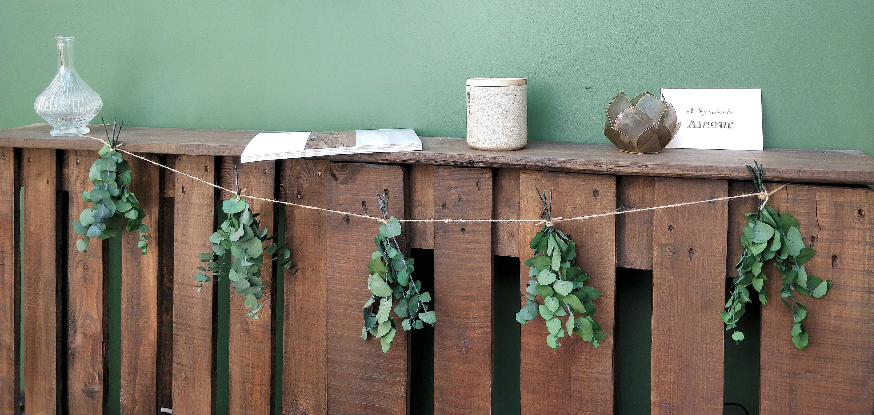 Guirlande Décorative - Eucalyptus Éternel Décoration en Fleurs Séchées, Art Floral Design Bohème, Dé