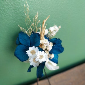 Epingle cheveux en fleurs séchées Accessoire mariage coiffure tendance pour mariée, témoins, demoiselles d'honneur barrette de fleurs image 3