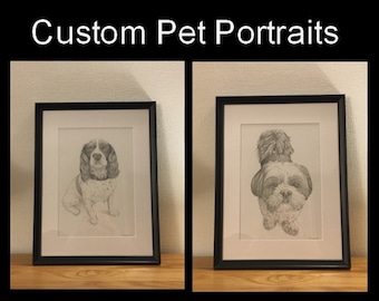 Retrato de la mascota - Una ilustración a lápiz A3 hecha a medida de su perro o gato / mascota comisión de retrato / dibujo de la mascota dibujo bosquejo