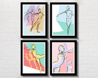 Ballet Print Art Posters - Pencil dancing gesture drawing | Minimalist Poster, Figure Illustration, wall art for dance studio decor