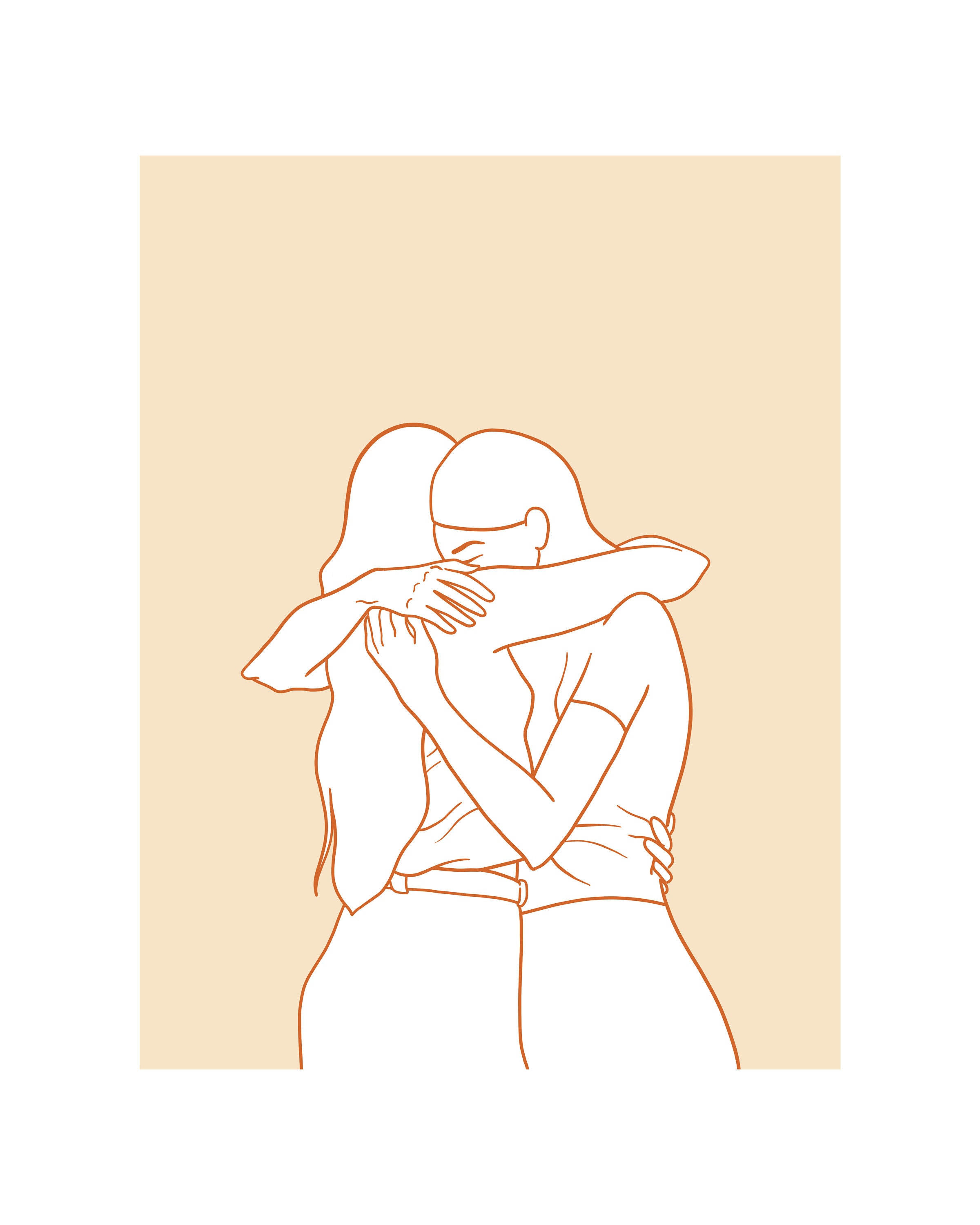 Minimalist Hugging Friends Art Print - Abstract Line Drawing of Two ...