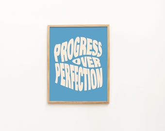 Progress Over Perfection Motivational Wall Art - Inspirational Quote Poster - Inspirational Saying Home Decor - Office Wall Decor