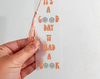 È una bella giornata per leggere un segnalibro di libri, Segnalibri carini con nappa, Regalo di compleanno, Regalo libresco per lei, Segnalibro con faccina sorridente
