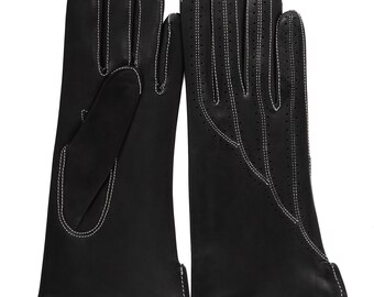 Gloves are female for everyday wearing/driving a car/natural nappa-leather/black/Leather gloves/leather driving gloves/glamour/gift for her