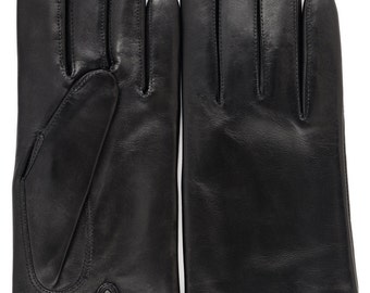 Women 's glamorous gloves for every day/natural nappa leather/silk lining/black/Leather gloves/elegant gloves/womens gift/italian soft leath