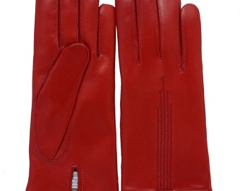 Leather gloves for women/winter gloves/Leather gloves/gift for her/red,black gloves/italian soft leather/elegant gloves wool lining/glamor