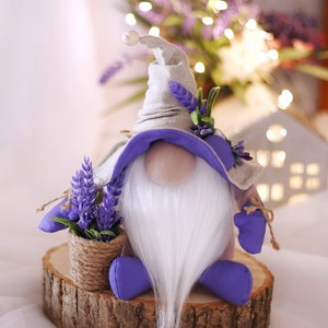 Lavender gnome, Farmhouse gnome,  Spring Gnome, Tiered Tray Gnome