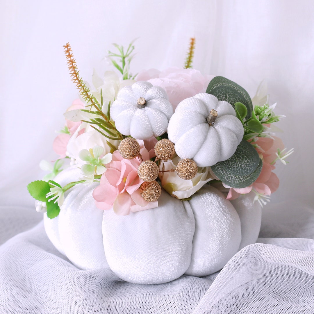 Wedding Gift, Wedding Table Decoration, White Velvet Pumpkin With ...