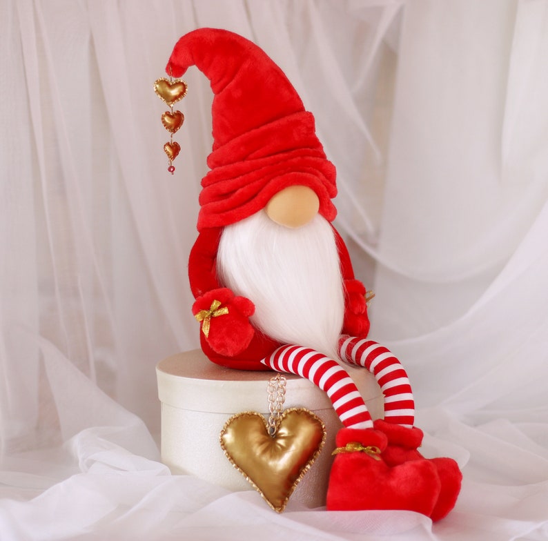 Download Gnome with a golden heart Valentines Day Decor Swedish | Etsy