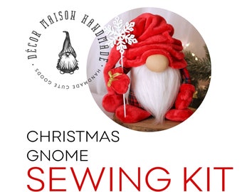 Sweden christmas gnome making kit with santa hat holiday diy sewing craft kit buffalo plaid mothers day diy gift unique home decor