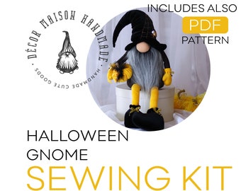 Halloween gnome making kit sewing pattern , gnomes diy halloween decor , witch hat holiday diy sewing craft kit unique home decor diy gift