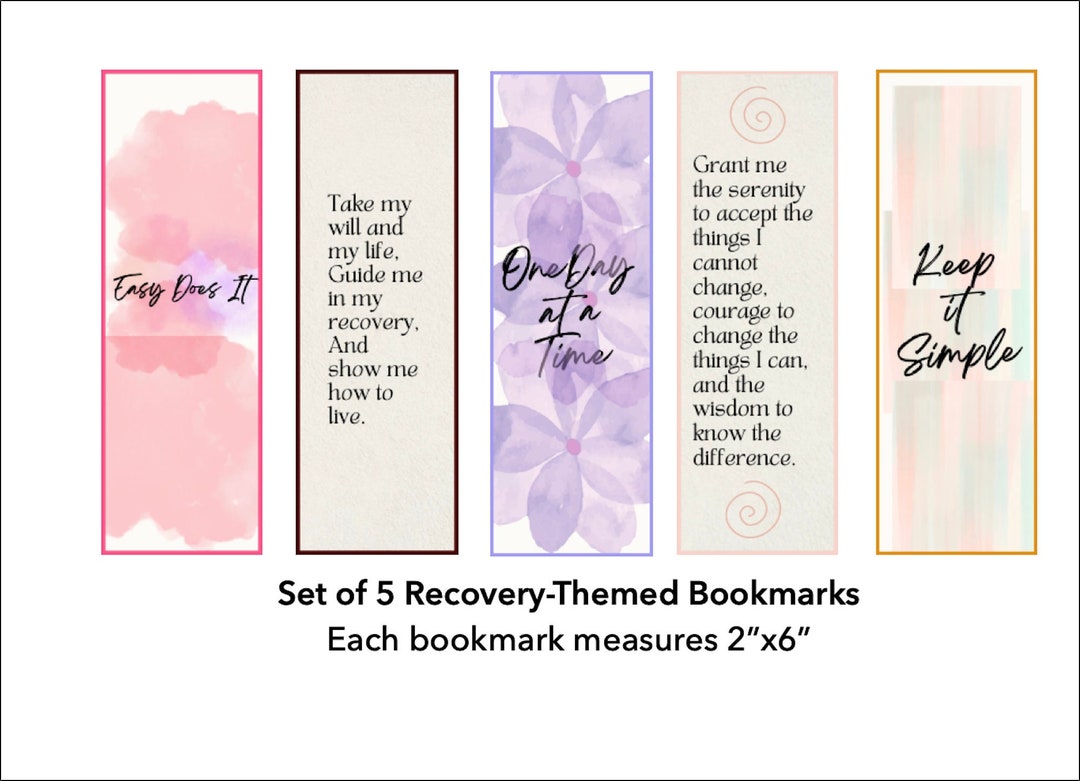 Bookmark Set, Digital Bookmark, Recovery Bookmark, Motivational