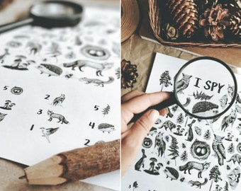 I SPY game printable, Printable activity for kids, Homeschool activity, Classroom printable, Nature study, Woodland themed pary