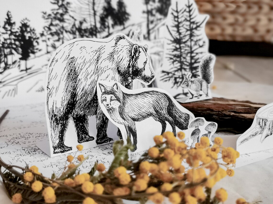 Printable Paper Theater Paper Craft for Kids Forest Animal | Etsy