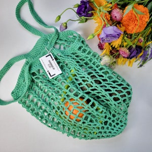 Net Market Bag, Spearmint Green Market Bag, Produce Market Bag, Farmer&#39;s Market Bag, Reusable Bag