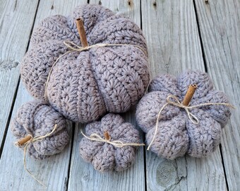 Country Crochet Pumpkin, Rustic Pumpkin, Dark Taupe Gray Colored Pumpkin, Farmhouse Style Pumpkin, Fall Decoration, Fall Home Decor Pumpkin