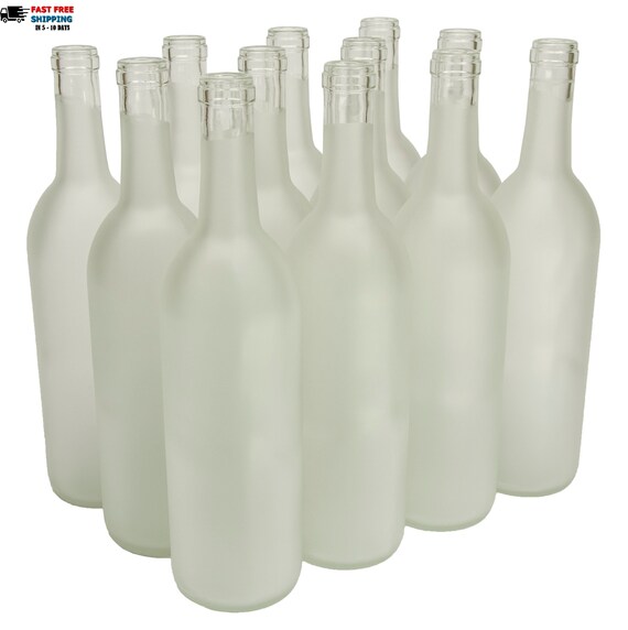 12 Frosted Wine Bottles Table Vase Bordeaux Wine Bottle Vases Etsy