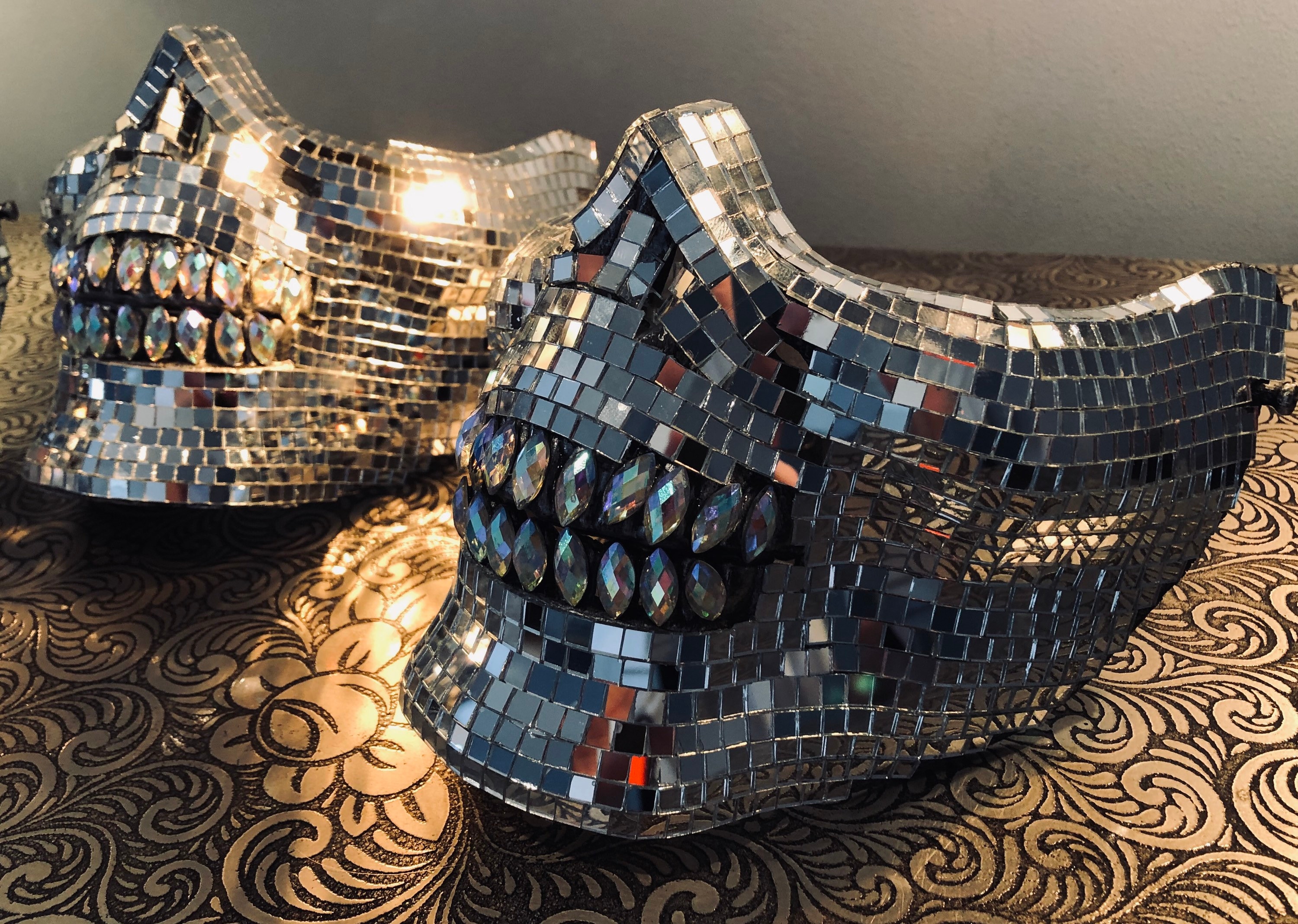 Disco Ball Skull Face Mask Mirror Mask Etsy UK