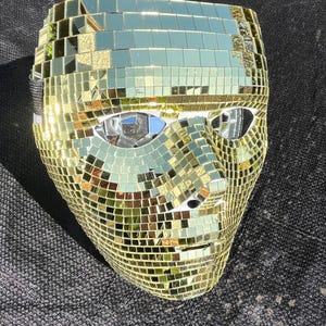Gold Disco Ball Full Face Mirror Mask - HANDMADE by DISCO2DISCO - other colours available
