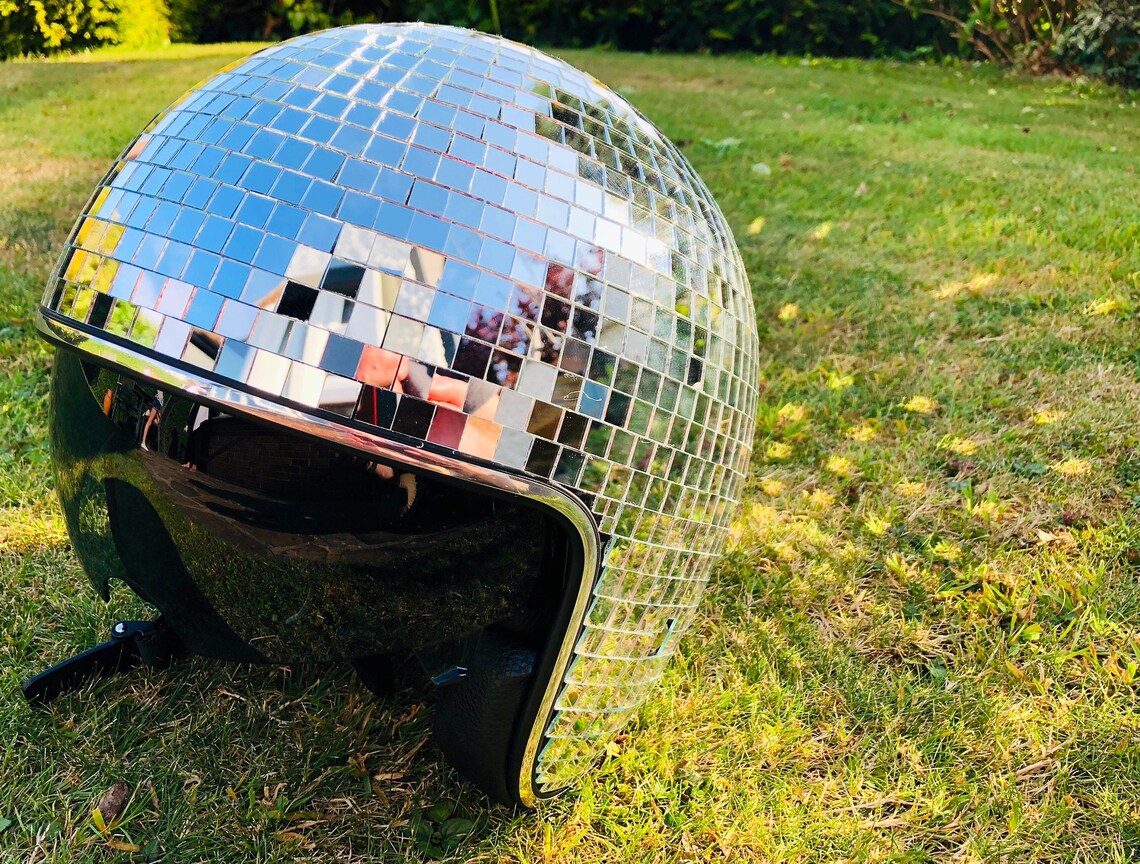 Disco Ball Helmet Retractable Visor Full Rose Gold