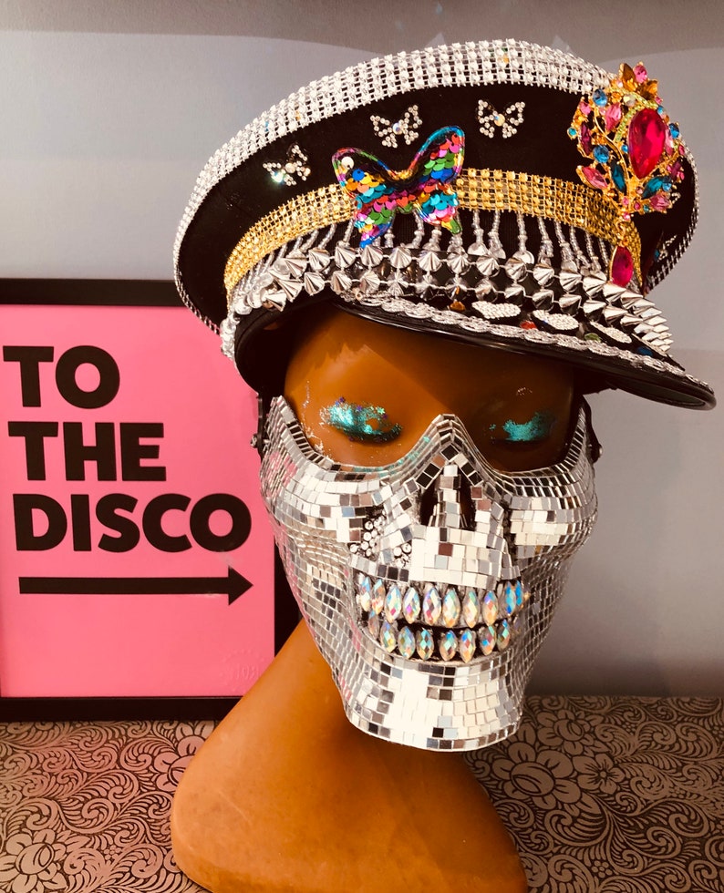 Disco Ball Skull Face Mask Mirror Mask Etsy UK
