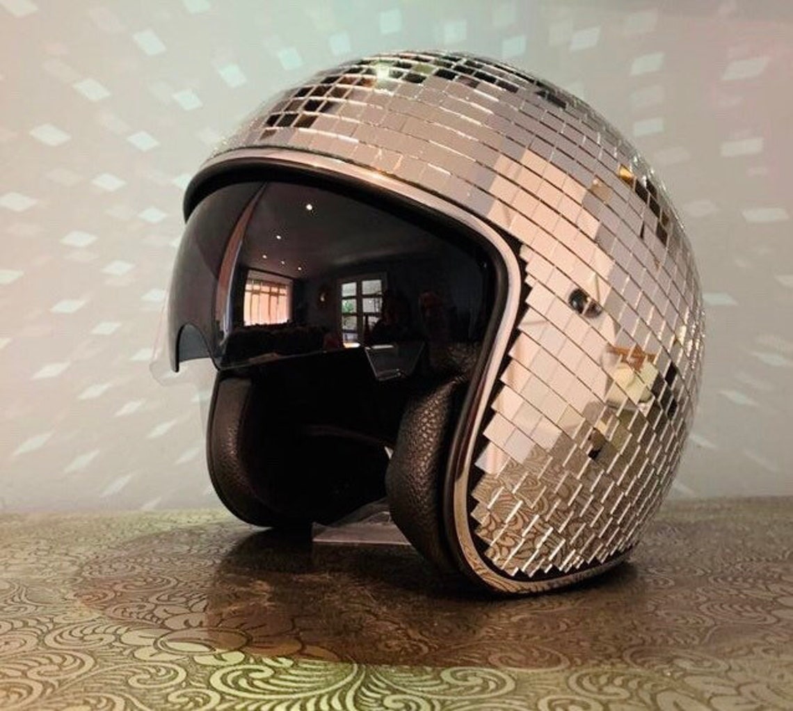 Disco ball Helmet with Retractable Visor QUICK DELIVERY Etsy