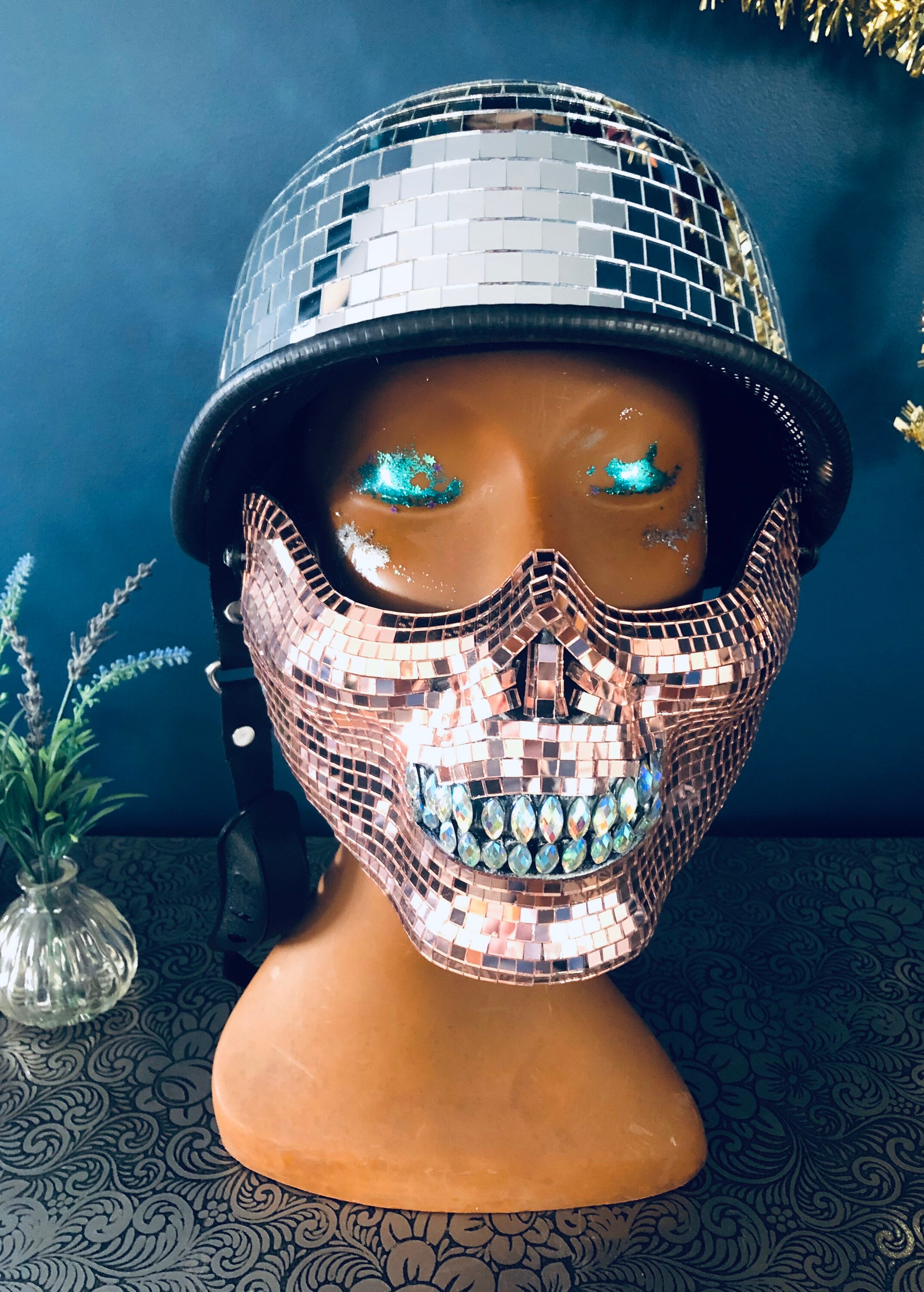 Disco Ball Skull Face Mask Mirror Mask ROSE GOLD | Etsy