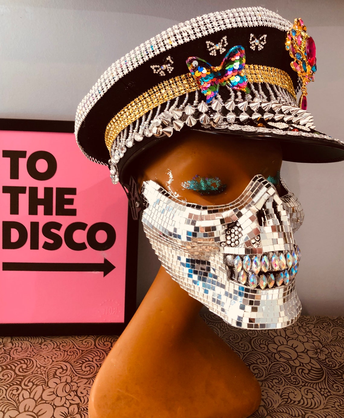 Disco Ball Skull Face Mask Mirror Mask Etsy UK
