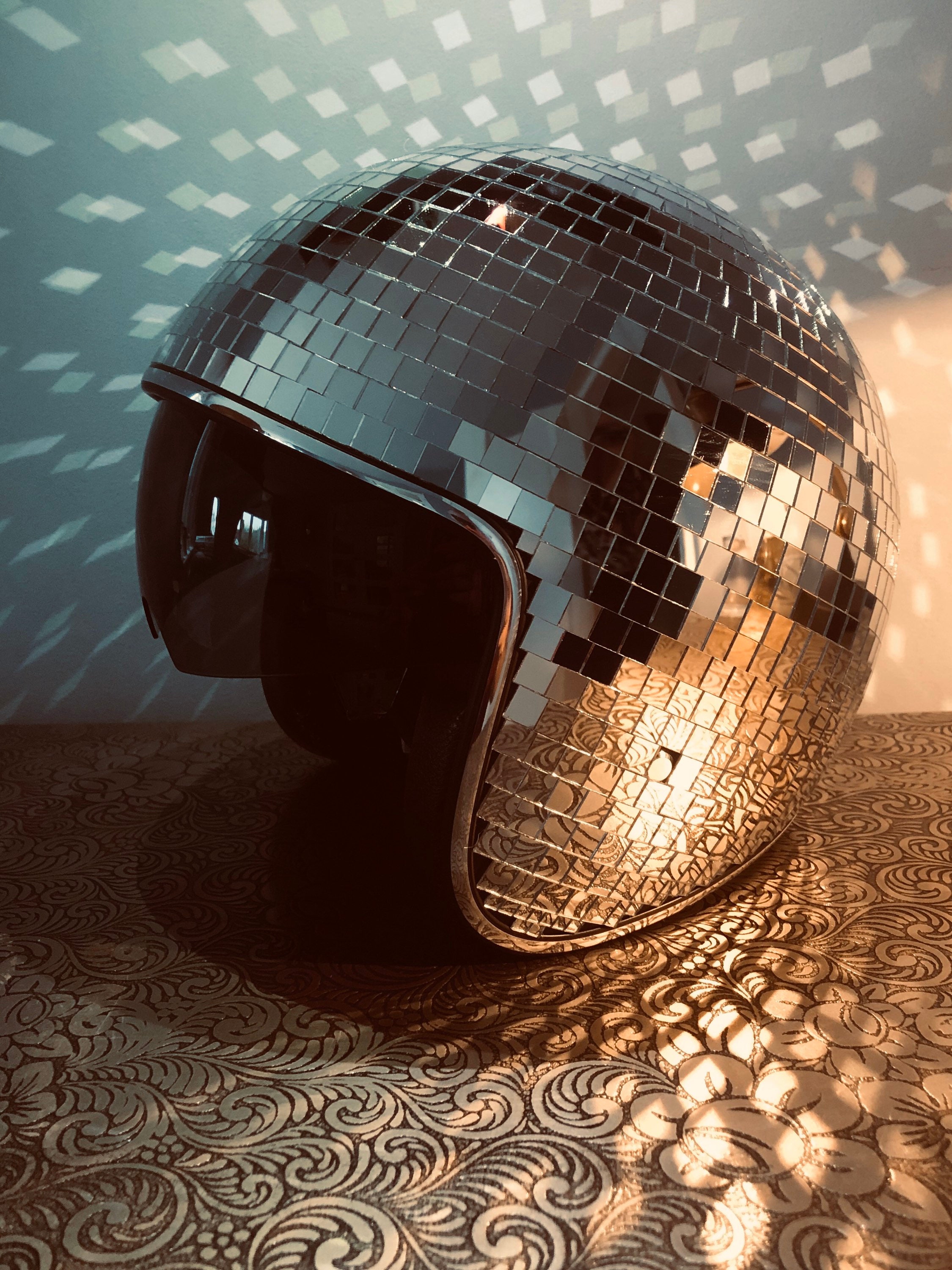 Disco ball Helmet with Retractable Visor QUICK DELIVERY Etsy