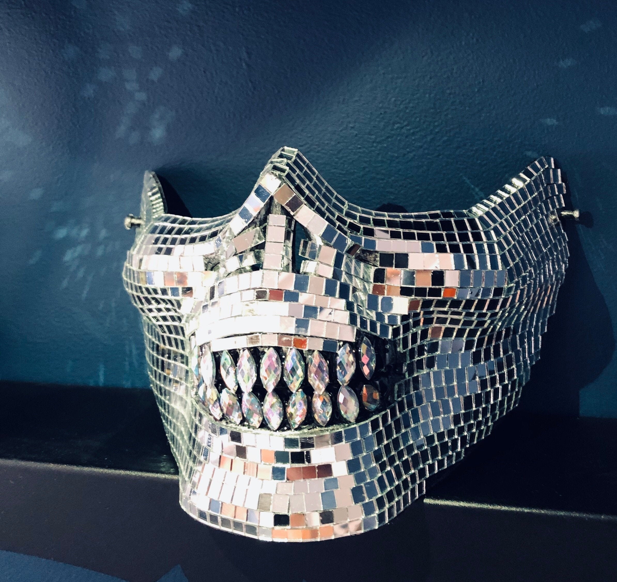 Disco Ball Skull Face Mask Mirror Mask | Etsy UK