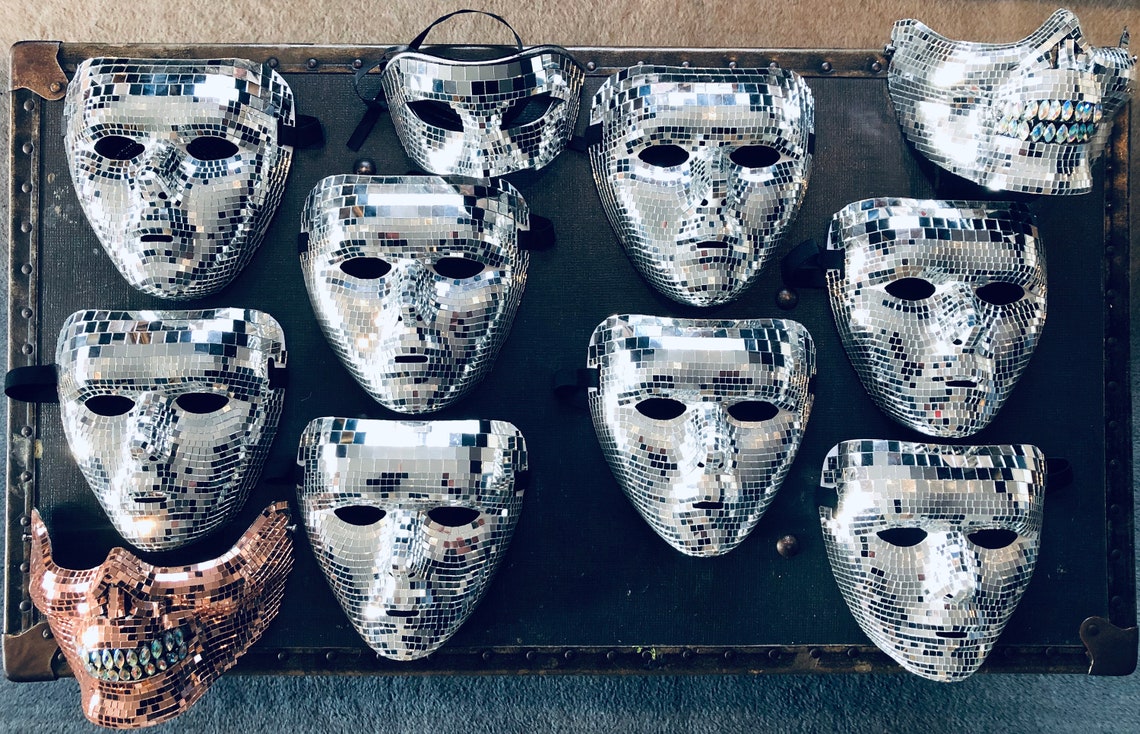 Disco Ball Skull Face Mask Mirror Mask Etsy UK