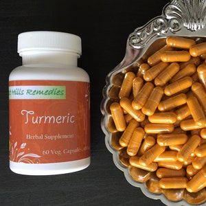 Organic Turmeric Powder Vegan Capsules, 100% Pure Organic Turmeric Powder, No extract or further processed