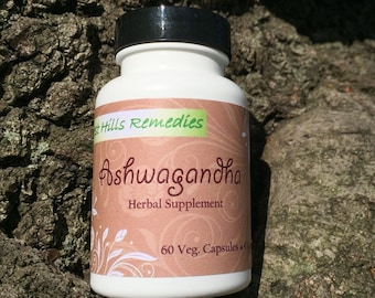 Ashwagandha Powder Vegan Capsules, 100% Pure Organic, Retail and Wholesale