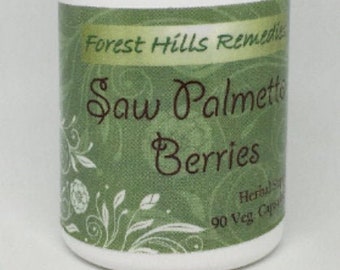 Saw Palmetto Berries Vegan Capsules, Filled with Pure Fruit Powders of Serenoa repens