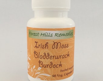 Bladderwrack, Irish Moss and Burdock Root Vegan Capsules, 100% Pure Organic Ingredients, Different counts available, Wholesale available