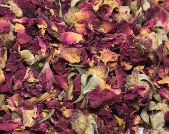 Rose Buds and Petals, Dried Red Rose, Food Grade 8 and 16 oz packages
