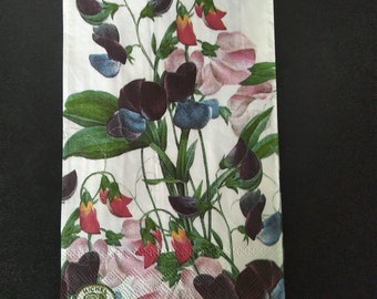 Sweet Pea 2 Two Floral Paper Hostess Napkins for Paper Crafts 