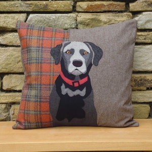 SAMPLE SALE Black Labrador Cushion, Black Labrador Pillow, Pet portrait cushion, handmade to order, Pet lovers gift image 3