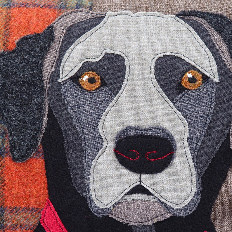 SAMPLE SALE Black Labrador Cushion, Black Labrador Pillow, Pet portrait cushion, handmade to order, Pet lovers gift image 5