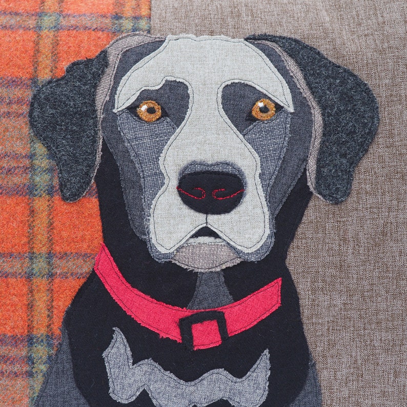 SAMPLE SALE Black Labrador Cushion, Black Labrador Pillow, Pet portrait cushion, handmade to order, Pet lovers gift image 4