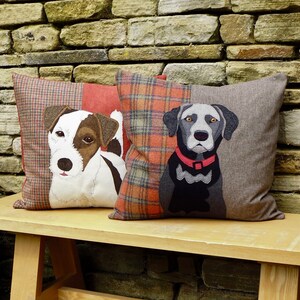 SAMPLE SALE Black Labrador Cushion, Black Labrador Pillow, Pet portrait cushion, handmade to order, Pet lovers gift image 2