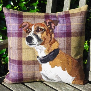 Cuscino/cuscino con ritratto di cane personalizzato, su misura, fatto a mano, ricamato, cuscino/cuscino con ritratto di animale domestico, unico nel suo genere