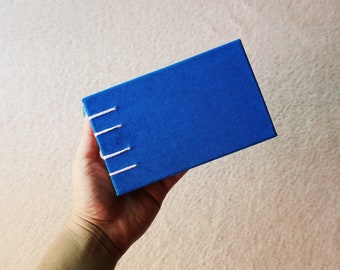 Hardcover notebook, Horizontal notebook, Sketchbook, Pocket notebook, Blue suede