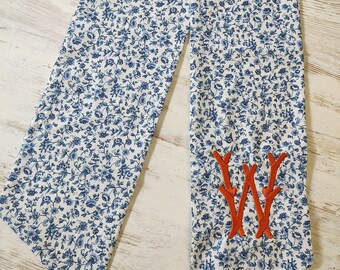 Fall wreath sash, blue and white, chinoiserie, fall, monogram, door hanger, autumn, preppy, grandmillennial